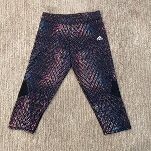 Adidas Kids Black and Multicolor Patterned Leggings Capris
